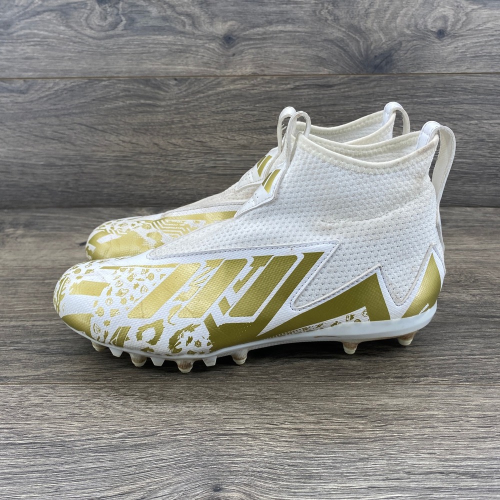 Kids White & Gold Football Cleats